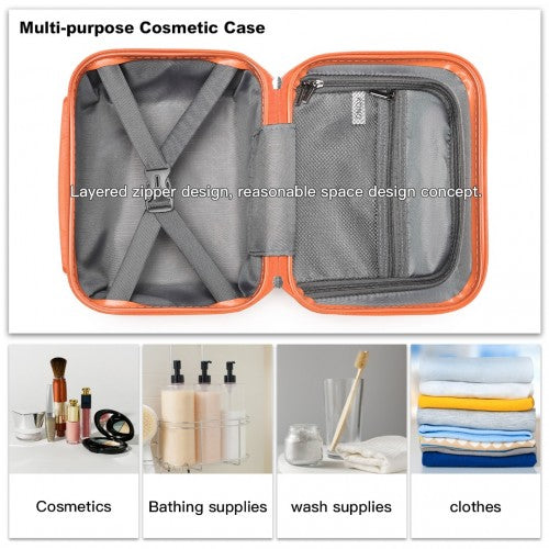 K2292L - Kono 13/20 Inch Lightweight Hard Shell ABS Cabin Suitcase With TSA Lock And Vanity Case - Orange