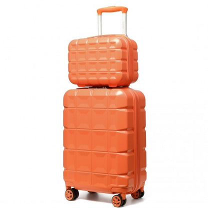 K2292L - Kono 13/20 Inch Lightweight Hard Shell ABS Cabin Suitcase With TSA Lock And Vanity Case - Orange