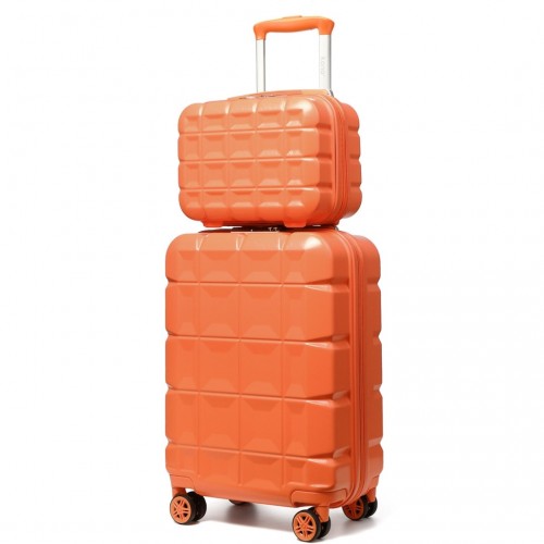 K2292L - Kono 13/20 Inch Lightweight Hard Shell ABS Cabin Suitcase With TSA Lock And Vanity Case - Orange