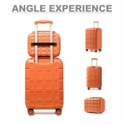 K2292L - Kono 13/20 Inch Lightweight Hard Shell ABS Cabin Suitcase With TSA Lock And Vanity Case - Orange