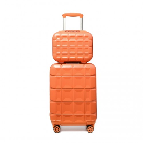 K2292L - Kono 13/20 Inch Lightweight Hard Shell ABS Cabin Suitcase With TSA Lock And Vanity Case - Orange