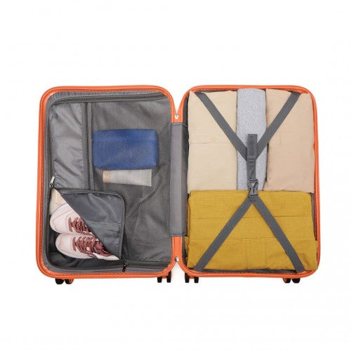 K2292L - Kono 13/20 Inch Lightweight Hard Shell ABS Cabin Suitcase With TSA Lock And Vanity Case - Orange