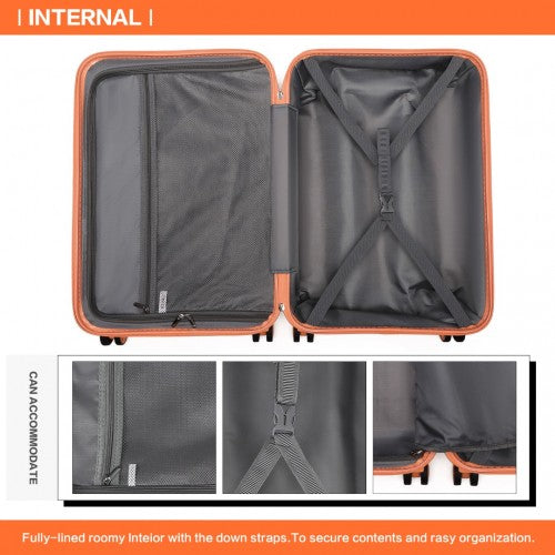 K2292L - Kono 13/20 Inch Lightweight Hard Shell ABS Cabin Suitcase With TSA Lock And Vanity Case - Orange