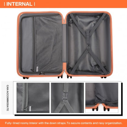 K2292L - Kono 13/20 Inch Lightweight Hard Shell ABS Cabin Suitcase With TSA Lock And Vanity Case - Orange