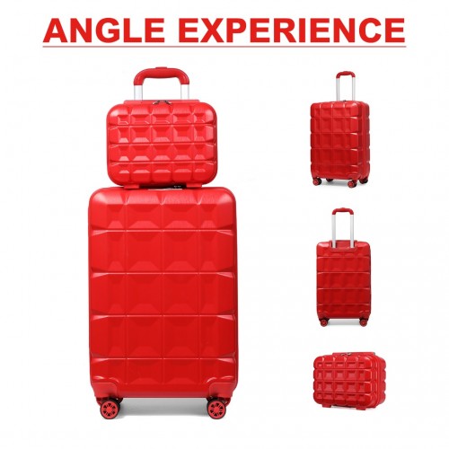K2292L - Kono 13/20 Inch Lightweight Hard Shell ABS Cabin Suitcase With TSA Lock And Vanity Case - Red