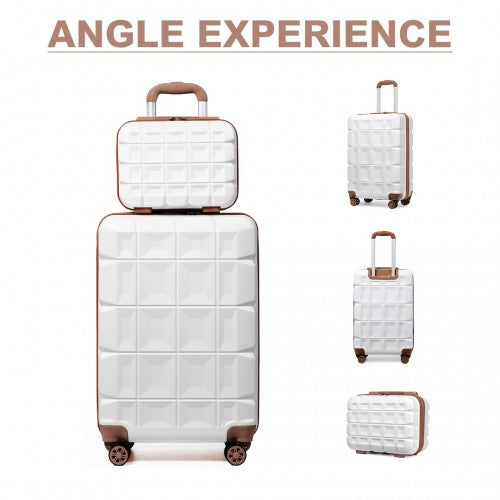 K2292L - Kono 13/20 Inch Lightweight Hard Shell ABS Cabin Suitcase With TSA Lock And Vanity Case - White