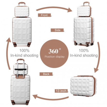 K2292L - Kono 13/20 Inch Lightweight Hard Shell ABS Cabin Suitcase With TSA Lock And Vanity Case - White