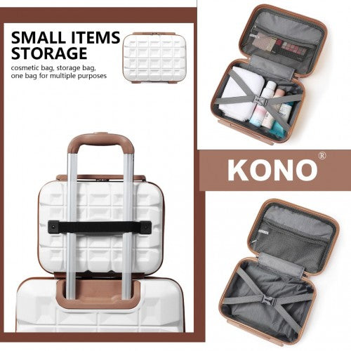 K2292L - Kono 13/20 Inch Lightweight Hard Shell ABS Cabin Suitcase With TSA Lock And Vanity Case - White