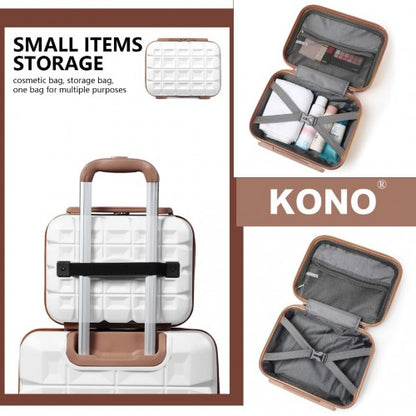 K2292L - Kono 13/20 Inch Lightweight Hard Shell ABS Cabin Suitcase With TSA Lock And Vanity Case - White