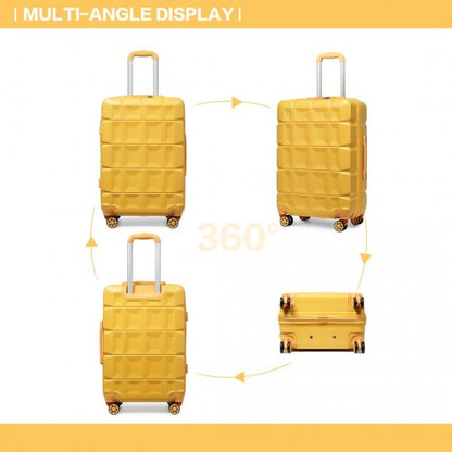 K2292L - Kono 24 Inch Lightweight Hard Shell ABS Suitcase With TSA Lock - Yellow