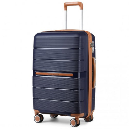 K2392L - British Traveller 28 Inch Multi-Texture Polypropylene Hard Shell Suitcase With TSA Lock - Navy