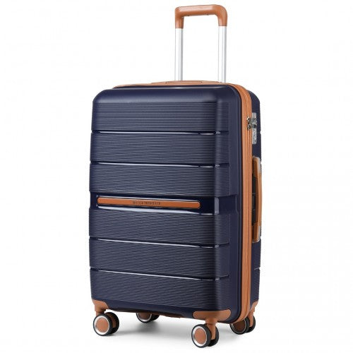 K2392L - British Traveller 28 Inch Multi-Texture Polypropylene Hard Shell Suitcase With TSA Lock - Navy