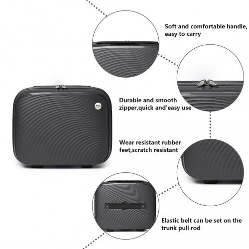 K2393L - British Traveller 4 Pcs Set Spinner Hard Shell PP Suitcase With TSA Lock And Vanity Case - Black