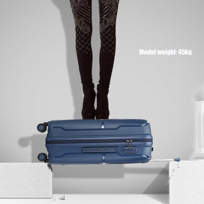 K2393L - British Traveller 24 Inch Spinner Hard Shell PP Suitcase With TSA Lock - Navy
