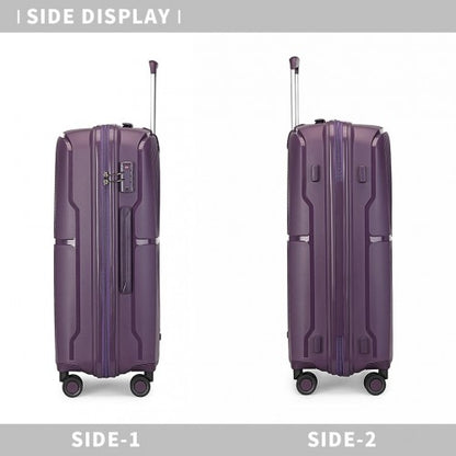 K2393L - British Traveller 28 Inch Spinner Hard Shell PP Suitcase With TSA Lock - Purple