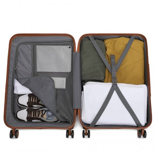 K2394L - Kono 28 Inch Flexible Hard Shell ABS Suitcase With TSA Lock - Cream