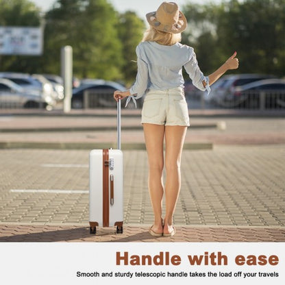 K2394L - Kono 28 Inch Flexible Hard Shell ABS Suitcase With TSA Lock - Cream