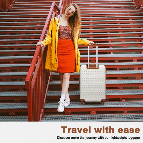 K2394L - Kono 28 Inch Flexible Hard Shell ABS Suitcase With TSA Lock - Cream