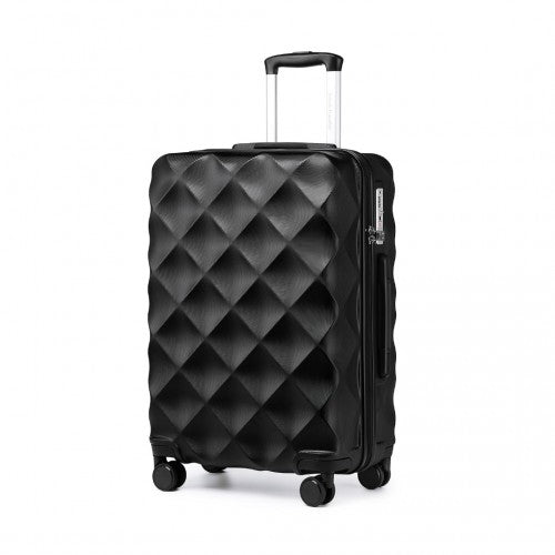 K2395L - British Traveller 24 Inch Ultralight ABS And Polycarbonate Bumpy Diamond Suitcase With TSA Lock - Black