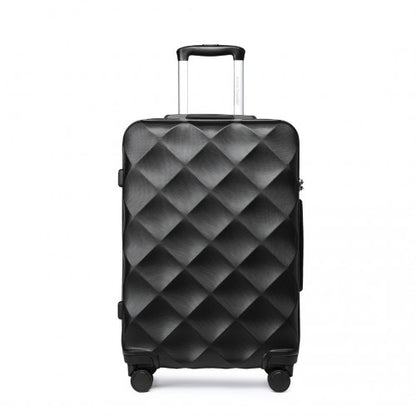 K2395L - British Traveller 28 Inch Ultralight ABS And Polycarbonate Bumpy Diamond Suitcase With TSA Lock - Black