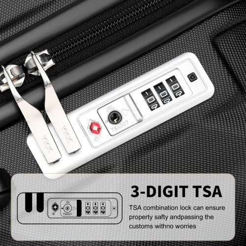 K2395L - British Traveller 28 Inch Ultralight ABS And Polycarbonate Bumpy Diamond Suitcase With TSA Lock - Black