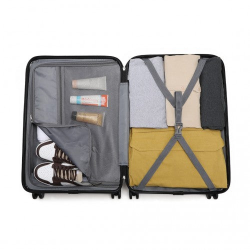 K2395L - British Traveller 28 Inch Ultralight ABS And Polycarbonate Bumpy Diamond Suitcase With TSA Lock - Black