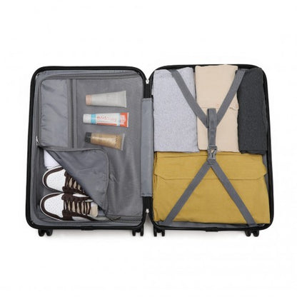 K2395L - British Traveller 28 Inch Ultralight ABS And Polycarbonate Bumpy Diamond Suitcase With TSA Lock - Black