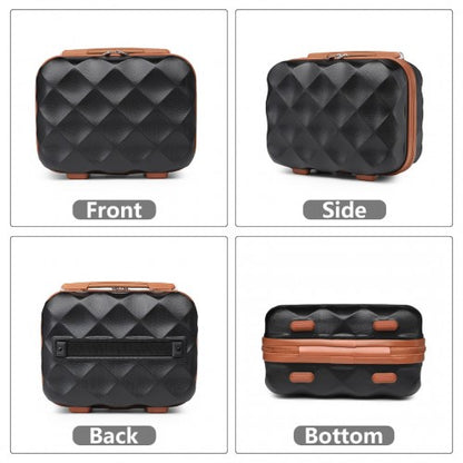 K2395L - British Traveller Ultralight ABS And Polycarbonate Bumpy Diamond 4 Pcs Luggage Set With TSA Lock - Black And Brown