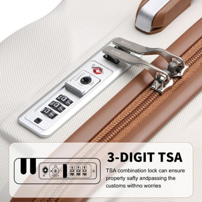 K2395L - British Traveller Ultralight ABS And Polycarbonate Bumpy Diamond 3 Pcs Luggage Set With TSA Lock - Cream