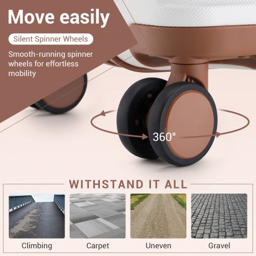 K2395L - British Traveller 32 Inch Extra-Large Diamond Texture ABS+PC Hard-Shell Spinner Suitcase with Telescopic Handle - Cream