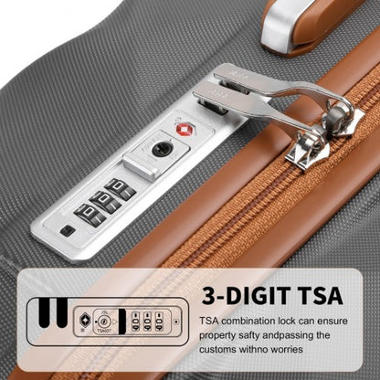 K2395L - British Traveller 20 Inch Ultralight ABS And Polycarbonate Bumpy Diamond Suitcase With TSA Lock - Grey And Brown