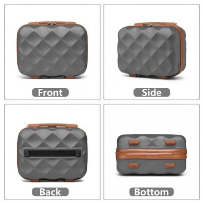 K2395L - British Traveller Ultralight ABS And Polycarbonate Bumpy Diamond 4 Pcs Luggage Set With TSA Lock - Grey And Brown