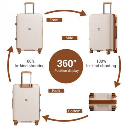 KSK2594 - Kono PP 20/24/28inch Hard Shell Expandable Luggage–Lightweight Suitcase with TSA Lock & Built-in Cup Holder - Beige and Brown