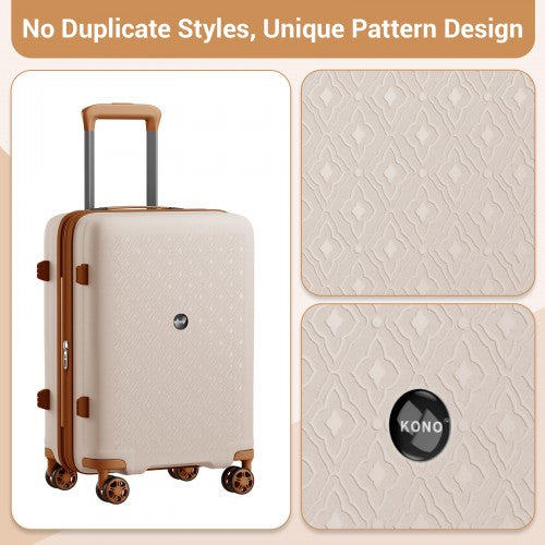 KSK2594 - Kono PP 24-inch Hard Shell Expandable Luggage–Lightweight Suitcase with TSA Lock & Built-in Cup Holder - Beige and Brown