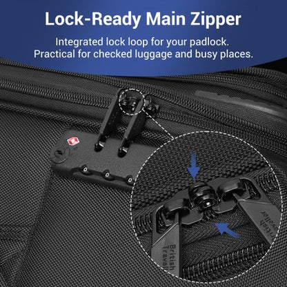 KSB2582 - British Traveller 24-Inch Expandable Softshell Suitcase with TSA Lock, Silent Spinner Wheels & Laptop Compartment - Black