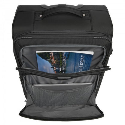 KSB2582 - British Traveller 24-Inch Expandable Softshell Suitcase with TSA Lock, Silent Spinner Wheels & Laptop Compartment - Black