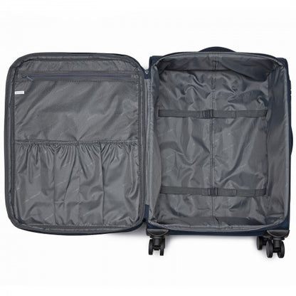 KSB2582 - British Traveller 24-Inch Expandable Softshell Suitcase with TSA Lock, Silent Spinner Wheels & Laptop Compartment - Navy