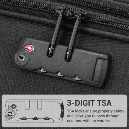 KSB2597 - British Traveller Sleek Tough 3-Piece Travel Soft-Shell Suitcase with Silent TPE Spinners, TSA Security and Expandable Checked Sizes - Black