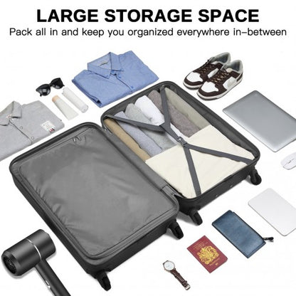 KSK2477 - Kono Premium 3-Piece Vertical Textured Hard-Shell ABS+PC Luggage Set with 3-Digit Lock & TPE Silent Wheels - Black