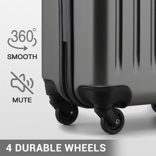 KSK2477 - Kono Durable 20 Inch Lightweight ABS+PC Vertical Textured Carry-On Suitcase with Secure 3-Digit Lock - Grey