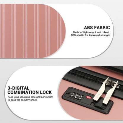 KSK2477 - Kono Durable 24 Inch Lightweight ABS+PC Vertical Textured Check-in Suitcase with Secure 3-Digit Lock - Nude