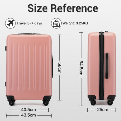KSK2477 - Kono Durable 24 Inch Lightweight ABS+PC Vertical Textured Check-in Suitcase with Secure 3-Digit Lock - Nude