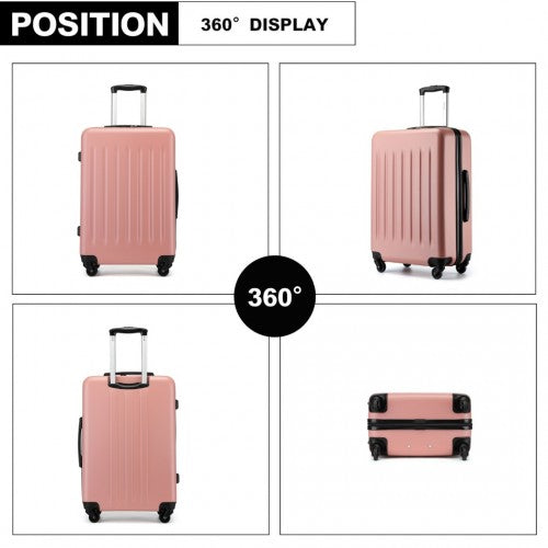 KSK2477 - Kono Durable 24 Inch Lightweight ABS+PC Vertical Textured Check-in Suitcase with Secure 3-Digit Lock - Nude