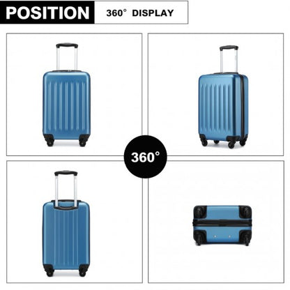 KSK2477 - Kono Durable 20 Inch Lightweight ABS+PC Vertical Textured Carry-On Suitcase with Secure 3-Digit Lock - Navy