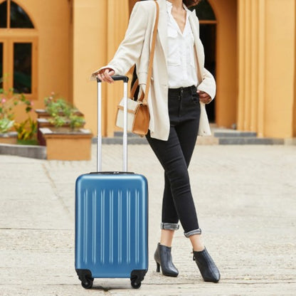 KSK2477 - Kono Durable 20 Inch Lightweight ABS+PC Vertical Textured Carry-On Suitcase with Secure 3-Digit Lock - Navy