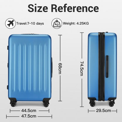 KSK2477 - Kono Durable 28 Inch Expandable ABS+PC Vertical Textured Hard Shell Suitcase with Secure 3-Digit Lock - Navy