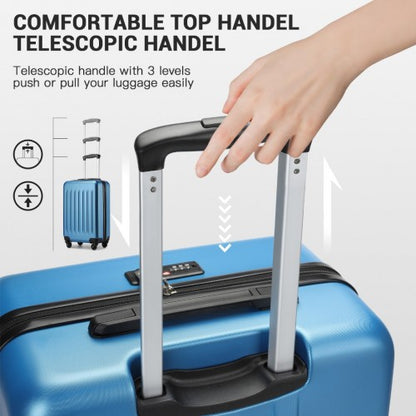 KSK2477 - Kono Durable 24 Inch Lightweight ABS+PC Vertical Textured Check-in Suitcase with Secure 3-Digit Lock - Navy