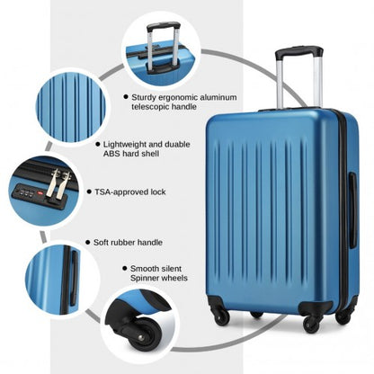 KSK2477 - Kono Durable 24 Inch Lightweight ABS+PC Vertical Textured Check-in Suitcase with Secure 3-Digit Lock - Navy