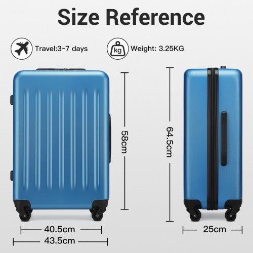 KSK2477 - Kono Durable 24 Inch Lightweight ABS+PC Vertical Textured Check-in Suitcase with Secure 3-Digit Lock - Navy