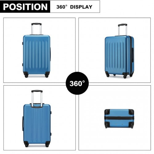 KSK2477 - Kono Durable 28 Inch Expandable ABS+PC Vertical Textured Hard Shell Suitcase with Secure 3-Digit Lock - Navy